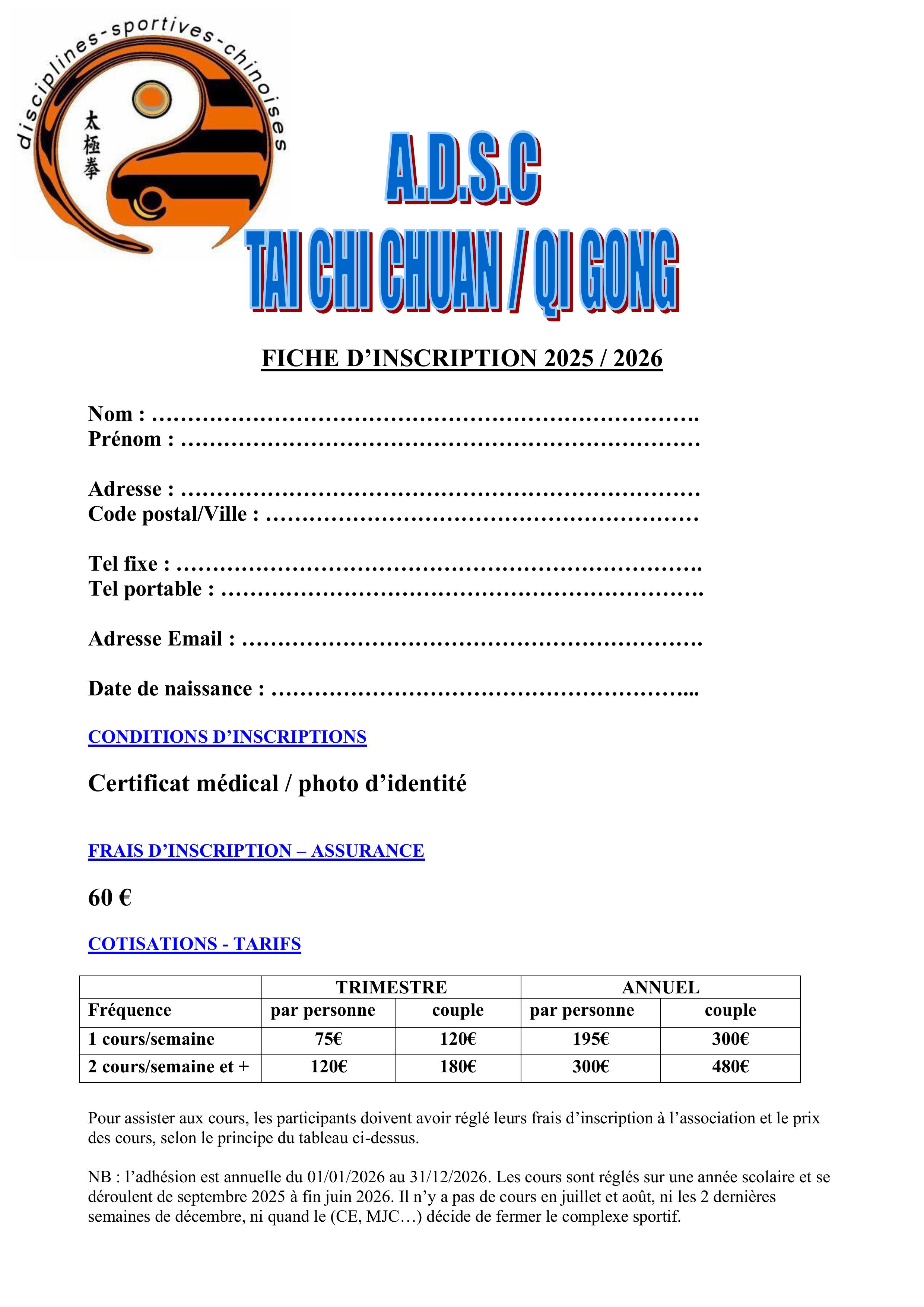 cotisations Tarifs Wu Guan 2025 2026 images 0